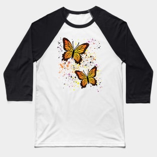 Beautiful Butterflies with Colorful Splatters Baseball T-Shirt